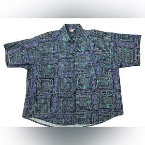Vintage 80’s/90’s Fresh Prince Campus Tribal purple Party button down 2X